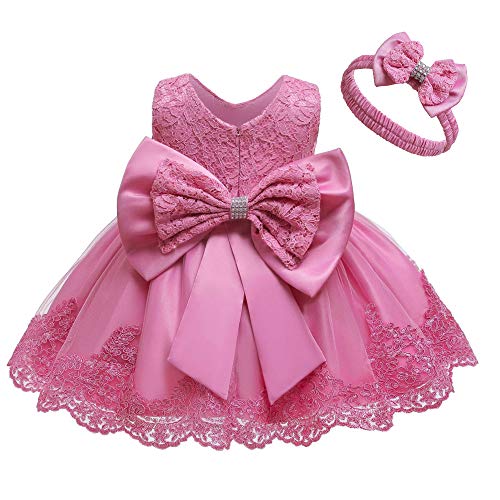 Toddler Baby Girls Formal Dresses Infant Bowknot Embroidery Tutu Lace Gown Dress Kids Pageant Party Wedding Birthday Flower